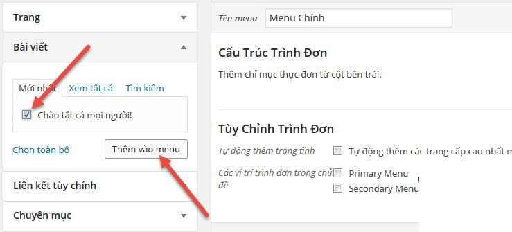 quản lý menu trong wordpress, hướng dẫn quản lý menu wordpress, quản lý menu wordpress sharecode