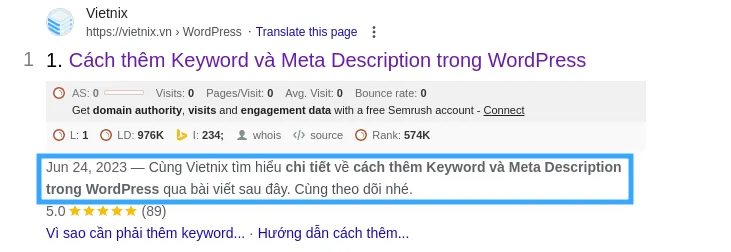 wordpress, meta description, keyword trong wordpress, meta description trong wordpress