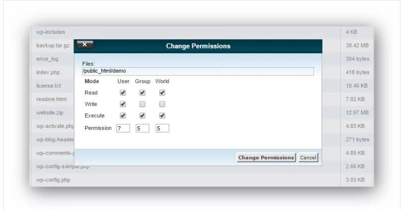 CHMOD trên cPanel, Hướng dẫn CHMOD trên cPanel, sharecode CHMOD trên cPanel