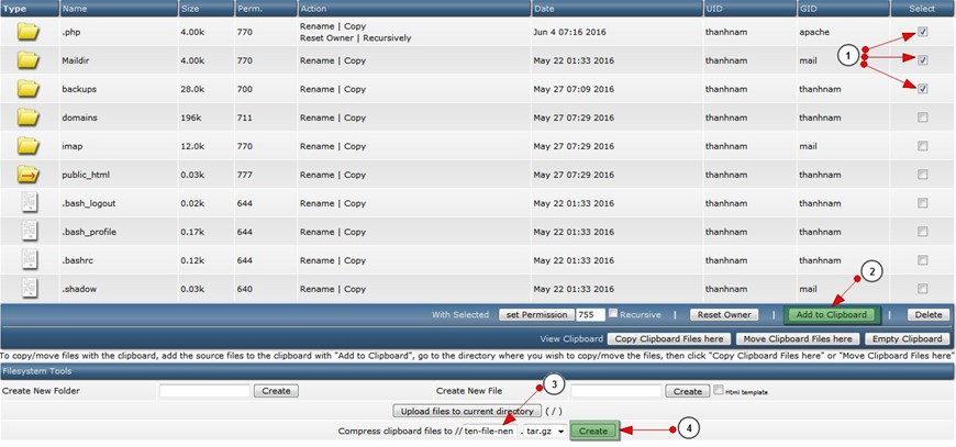 File Manager trong DirectAdmin, Sharecode.vn. File Manager, DirectAdmin