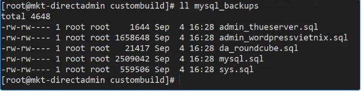 MySQL,DirectAdmin, tốc độ MySQL trên DirectAdmin