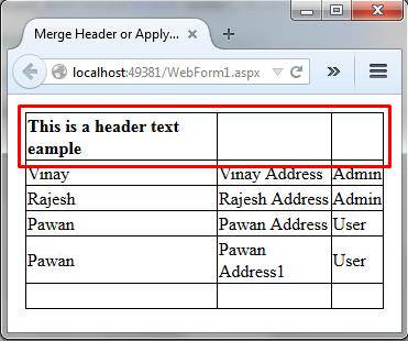 Merge, Header,Merge Header,Apply ColumnSpan,GridView