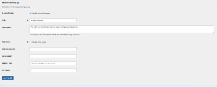 MoMo vào website, WordPress , cổng thanh toán