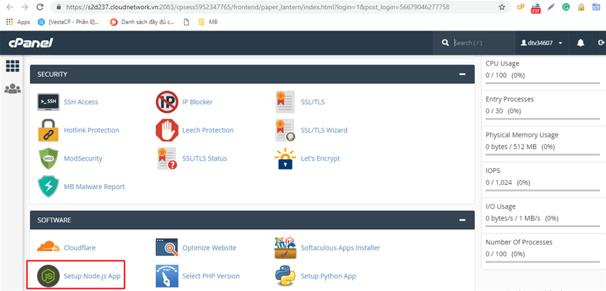 cài đặt nodejs app trên cpanel, hướng dẫn cài đặt, cài đặt nodejs app