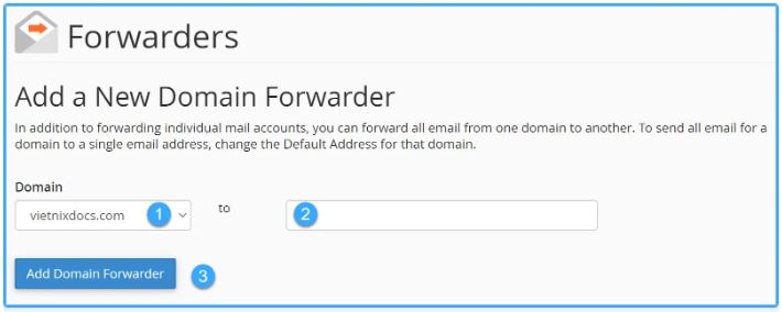 Email Forwarders, cPanel, cấu hình Email Forwarders