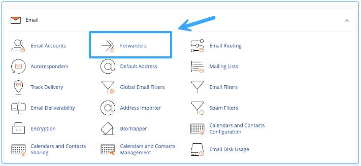 Email Forwarders, cPanel, cấu hình Email Forwarders