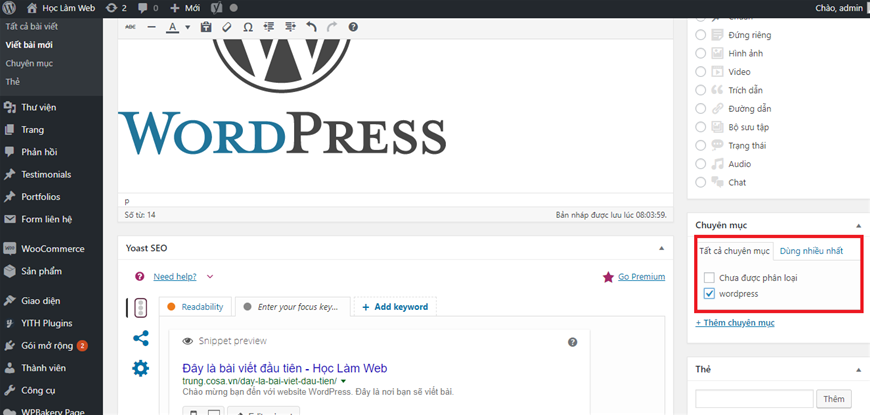  WordPress, Sharecode.vn, đăng bài viết trong WordPress