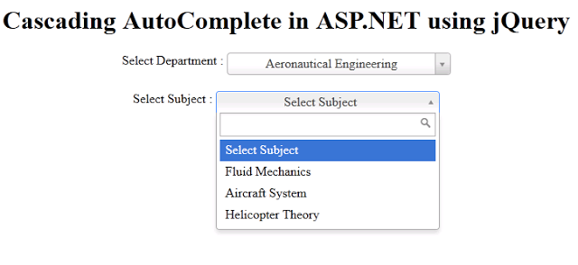 Tạo Dropdownlist Autosuggest, sử dụng AJAX Cascading, Jquery,AJAX Cascading Dropdownlist,   Autosuggest Jquery