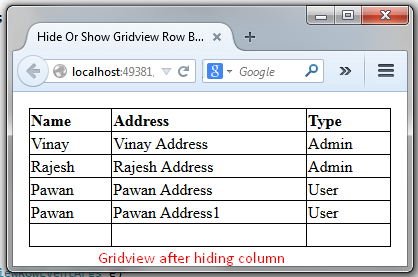 column gridview, column index, hide show column