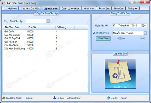 Code quản lý hóa đơn nhà hàng C#, code quản lý nhà hàng, code quản lý tính tiền hóa đơn, code quản lý hóa đơn bán hàng C#, phần mềm quản lý hóa đơn nhà hàng 