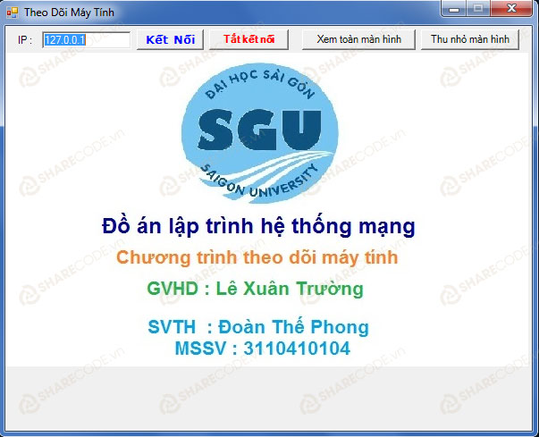 Source code lập trình socket,code theo dõi màn hình máy tính,code quản lý remote desktop,ứng dụng theo dõi màn hình,code quản lý máy tính sử dụng soket