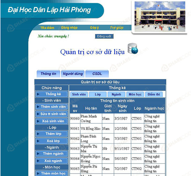 Code quản lý ĐIểm thi, code web Tra cứu điểm thi, web quản lý điểm thi sinh viên, code website tra cứu điểm, code quản lý điểm số sinh viên