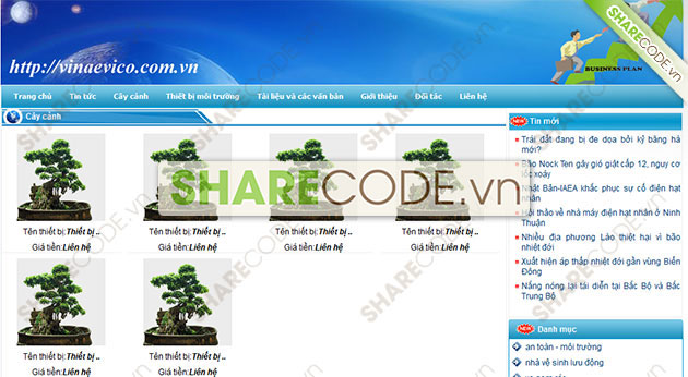 Code website công ty môi trường,web giới thiệu công ty,code bán hàng cây cảnh,code web giới thiệu sản phẩm,code web bán sản phẩm