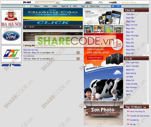 web nghe nhạc và xem video,web nghe nhạc online asp.net,code web nghe nhạc và xem video,code xem video asp.net,website music và video