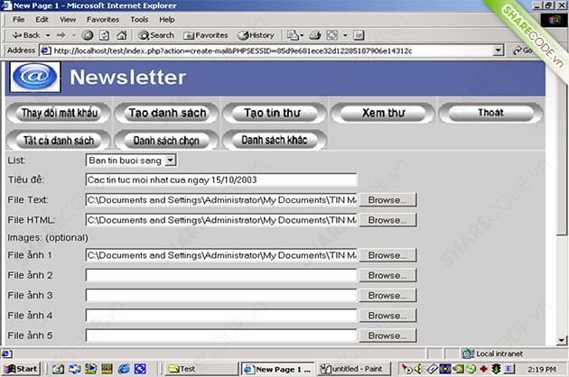 chương trình NewsLetter PHP,code quản lý email,email NewsLetter PHP,code NewsLetter viết email,web tạo email NewsLetter